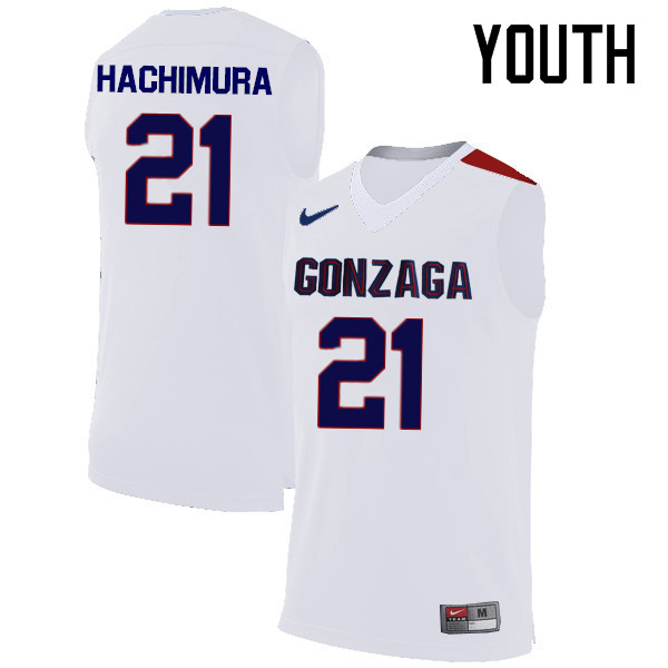 Youth #21 Rui Hachimura Gonzaga Bulldogs College Basketball Jerseys-White